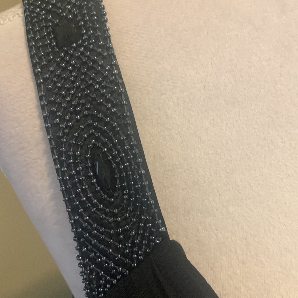 NWT Evan Picone Beaded Black Black Dress 6 - Picture 3 of 9